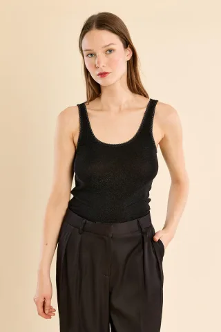 molly bracken - Strick-Top mit U-Ausschnitt schwarz - Gr. - S
