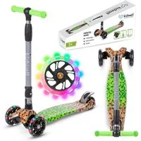 COIL Dreiradscooter Kinderroller, Tretroller, Dreirad-Balance-Roller, Cityroller, 10 km/h, ABEC-7-Lager, 3-stufige Lenkradverstellung, LED-Räder