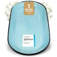 PURE LIVING INTERIOR DESIGN Geschirr-Set Pure Living Servierplatte »Ibiza«, oval, Steingut, Aquamarin, 1 Personen, Steingut, Ovale Form – perfekt zum Anrichten, Elegantes Servierdesign, Reaktive…