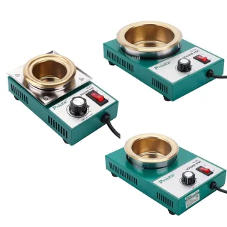 Pro'sKit Compact Round Solder Pot Adjustable Temperature Fast Heating Stainless Steel Titanium-Treated Pot