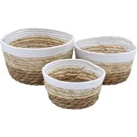 Spetebo Aufbewahrungskorb Deko Körbchen rund 3er Set aus Seegras-21/18/15 cm (Set, 1-tlg), Allzweck Korbset klein aus Naturfasern