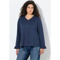 Ulla Popken Sweatshirt Sweatshirt lange Seitenschlitze V-Ausschnitt