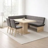 OTTO home Eckbankgruppe Beluna + Cross Essecke Sitzgruppe Eckbank Küchenbank, (Set, 4-tlg., Eckbank, 2 Stühle und Tisch), Sitzgruppe Esszimmer Stühle Tisch und Bank bequem gepolstert