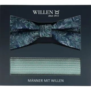Willen - Schleife und Einstecktuch,Schleife blau,Schleife Hochzeit,Schleife Anzug,Schleife Hemd dunkelmint - Gr. - OS