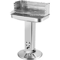 TLGREEN Standgrill Säulengrill aus Edelstahl, Holzkohlegrill, BBQ-Grill für Camping, 5-fach höhenverstellbarem Grillrost, 57*38*89.5cm