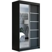 A&J MöbelLand GmbH Schiebetürenschrank GAPI mit Spiegel (TOP ANGEBOT! Geräumiger Schrank mit viel Stauraum:6 Regalen und 1 Kleiderstange – -ideal zur Aufbewahrung von Kleidung und Accessoires. TOP PRODUKT! Farbe und Größe (120 cm, 160 cm, 180 cm) zur