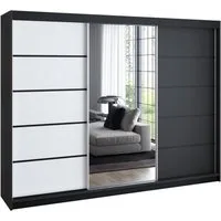 A&J MöbelLand GmbH Schiebetürenschrank VILUNO mit 4 Schubladen und Spiegel (nur für kurze Zeit! TOP ANGEBOT! Geräumiger Schrank mit einer Breite von 200 cm und Spiegel, ideal zur Aufbewahrung von Kleidung und Accessoires. 4 Schubladen und viel Staura
