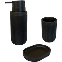 relaxdays Badaccessoire-Set Bad Accessoires 3-teilig, schwarz