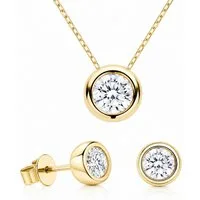 ROUGEMONT Schmuckset Extravagantes Moissanit Damen Schmuckset Halskette +Ohrstecker 2,0ct, Strahlender Moissanit – außergewöhnliche Brillanz und Feuer