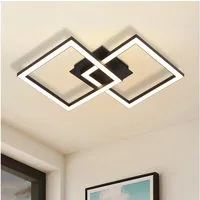 ZMH LED Deckenleuchte Wohnzimmer Modern 2 Flammig 24W Deckenlampe Küche - Warmweiß, Augenschutz, LED fest integriert, Warmweiß, Doppelrahmen, 2 Leuchtelemente, ein Element schwenkbar