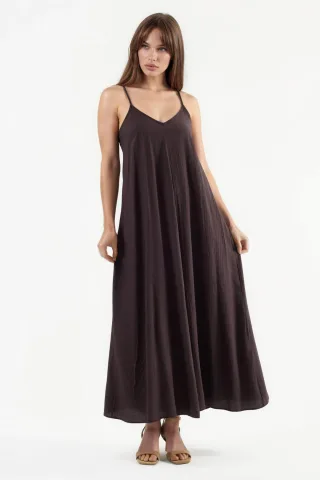 V-Ausschnitt Midi-Überwurfkleid