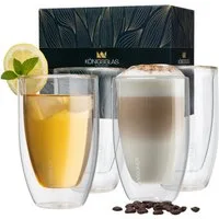 Königsglas Latte-Macchiato-Glas Latte Macchiato Glas 300 ml Cappuccino Gläser-Set doppelwandig, 4-tlg., Kaffeetasse, 2/4er Glas Set Trinkglas Thermoglas Kaffee Teeglas Kaffeegläser Tasse