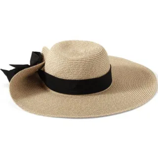 Stroh-Hut mit breitem Rand für Damen, Damen, size: regular, Weiß, by Lands' End