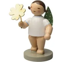 Wendt & Kühn Weihnachtsfigur No 9 Glücksbote, Engel mit Kleeblatt 650/122, Haarfarbe zufällig blond oder braun