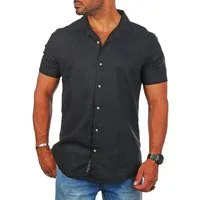 CARISMA Kurzarmhemd Herren Leinen Baumwoll Mix Casual Hemd 9212 Regular Kurzarm Kentkragen Uni