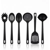Arendo Kochbesteck-Set Küchenhelfer 6er Set, spülmaschinenfest, kratzfrei & lebensmittelecht (Set, 6-tlg., robuste Suppenkelle, Pasta-, Schaum-, Seih- & Servierlöffel, Wender), Küchenutensilien für beschichtete Pfannen & Töpfe, hitzebeständig