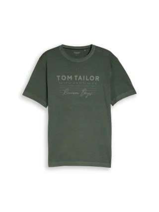 Tom Tailor - T-Shirt im Used-Look deep leaf green - Gr. - M
