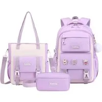 LIANNA Schulrucksack 3‑teiliger lila Mädchen Schulrucksack, leicht, wasserabweisend (Set, 3-tlg., 3‑teiliger lila Mädchen Schulrucksack, leicht, wasserabweisend)