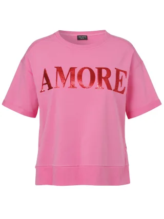 VIA APPIA DUE - Sweatshirt Rundhals 1/2 Arm Pailletten pink/rot - Gr. - 46