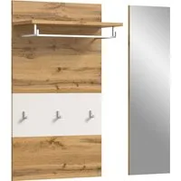 OTTO home Garderobenpaneel AOSTA, 2 teilig, inkl. Spiegel, 3 Haken, Ablageboden (2 St., in verschiedenen Farbausführungen erhältlich, individuell kombinierbar), Paneel, Spiegel, Set, Flurgarderobe, Wandgarderobe, Wandpaneel
