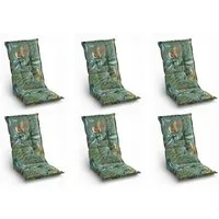 GO-DE Hochlehnerauflage DARIA, 48x118 cm, Grün, Blau, Orange, Mischgewebe, (Set, 6 St), seitliche Bindekordeln und verstellbares Gurtband