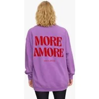 Worldclassca Sweatshirt Worldclassca Oversized Sweatshirt MORE AMORE Print Langarm Pullover Neue Kollektion - Stilvolle und gemütliche Casual Mode für Damen