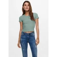 ONLY Rundhalsshirt ONLEMMA S/S SHORT TOP NOOS JRS Rundhals, modisch, regular fit, gewellter Abschluss, unifarben