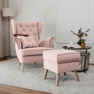 Sessel Ohrensessel ALISON inkl. Hocker in Stoff Trinity Puderrosa