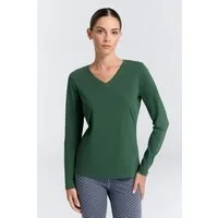 Leela COTTON Langarmshirt Damen V-Neck Langarmshirt