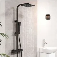 Aica Sanitär Duschsystem Thermostat Duschset Edelstahl mit Regendusche & Handbrause, Set, Brauseschlauch mit Verdrehschutz