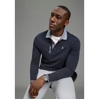 DELMAO Langarm-Poloshirt Langarm, aus atmungsaktivem Piqué-Stoff, Polokragen