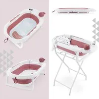 Moby-System Babybadewanne Faltbare Babybadewanne mit Thermometer - Altrosa
