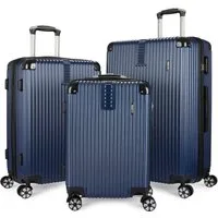 BRUBAKER Kofferset London - Reisekoffer Set inklusive Handgepäck - Hartschalen Koffer, 4 Rollen, (ABS Trolleys (M, L, XL), 3 tlg., Boardcase), mit Zahlenschloss, 4 Rollen und Komfort Tragegriffen