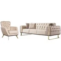 Villa Möbel Polstergarnitur Nova, (Set, Set besteht aus: 3 Sitzer+Sessel), mit Relax-/Bettfunktion durch umklappbare Rückenlehne