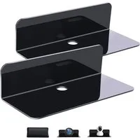 Diwzbyn Wandregal 2er Set Wandregal Ohne Bohren Schweberegal, aus Acryl, 2-tlg., Badezimmer Regal Zum Kleben Bücherregal Bad Regal Selbstklebend