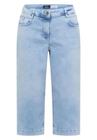CECIL - Wide Leg Capri Jeans im Loose Fit light blue random bleached - Gr. - 3