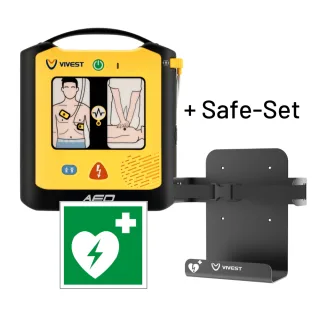 ViVest – PowerBeat X1 Defibrillator + AED-Wandhalterung + AED Symbolschild + Safeset