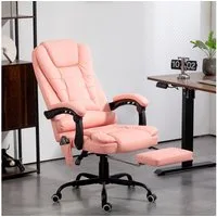 Vinsetto Schreibtischstuhl Bürostuhl mit Massagefunktion, Liege- & Wärmefunktion, Fußstütze (Bürostuhl, 1 St), 120 kg belastbar, für Arbeitszimmer, Büro, Rosa