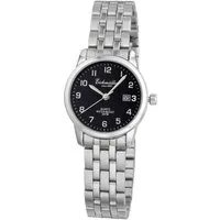 Eichmüller Quarzuhr Damenuhr schwarzes Zifferblatt, Metallarmband, 28 mm, 7031-02, elegante Damenarmbanduhr
