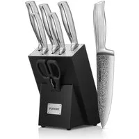 FOHERE Messer-Set 7-teilig Messerblock Rutschfester Griff aus EdelstahMesserblock (Set, 7-tlg)