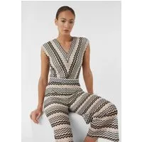 comma Jumpsuit Overall Jumpsuit aus Zick-Zack-Ajour mit V-Ausschnitt
