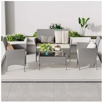 Gywowken Gartenlounge-Set 4-teilig - Wetterfeste Polyrattan Sitzgruppe für 4 Personen, (Set, 1 Sofa, 2 Sessel, 1 Tisch), Gartenmöbel-Set für 4 Personen, inklusive 1 Sofa, 2 Sessel, 1 Tisch