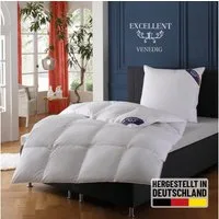 Excellent Daunenbettdecke VENEDIG, Bettdecken für Sommer und Winter, Decke, Füllung: 90% Daunen, 10% Federn, Bezug: 100% Baumwolle, Bettdecke 135x200 cm, 155x220cm und weitere Größen, Made in Germany