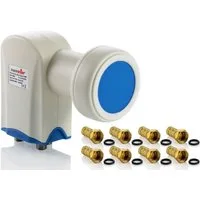Poppstar 4-Fach LNB LNC Set mit 8x F-Steckern Universal-Quad-LNB (für 4 Teilnehmer, - Kabel, Sat, Satelliten-Schüssel (digital 4K Full HD 4k UHD 3D TV)
