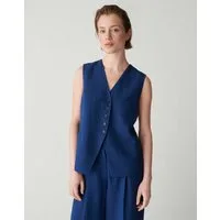 OPUS PANTS Longweste Wivina aus Webware in figurbetonter Passform Ärmellos mit V-Ausschnitt für moderne Tailoring Looks