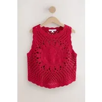 Next Trägertop Gestricktes Tanktop mit Häkelei und Baumwolle (1-tlg)
