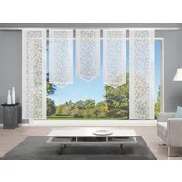 HOME WOHNIDEEN Schiebegardine JENNA (5 St), Klettband, halbtransparent, Schiebevorhang Jacquard Set