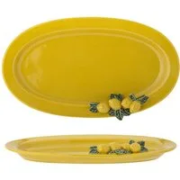 Bloomingville Servierplatte Limone, Steingut, mit handgemalten Zitronendetails