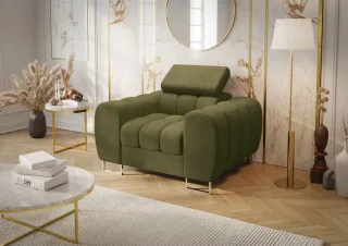 Sessel Designersessel BASTIEN in Stoff Moly Olivgrün