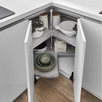 Kesseböhmer Auszugsboden Dreiviertelkreis Drehbeschlag Eckschrank für Töpfe, Pfannen, für Eck-Unterschränke mit 80 cm Korpusbreite